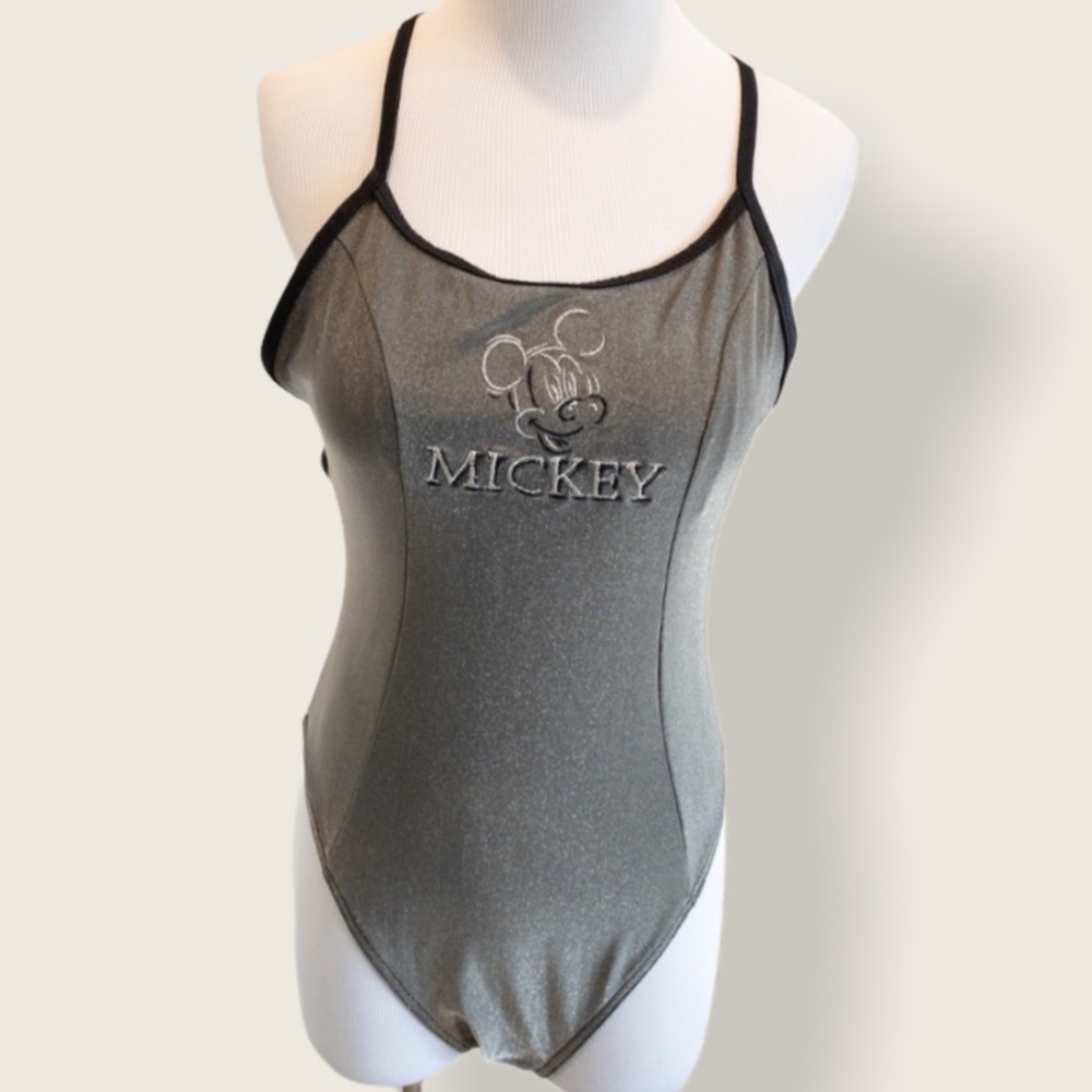 Mickey & Co Silver & Black One Piece Swimsuit - Size 12